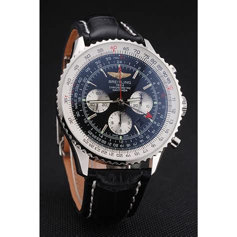 breitling navitimer black dial stainless stell case black leather strap|Breitling Navitimer chronograph.